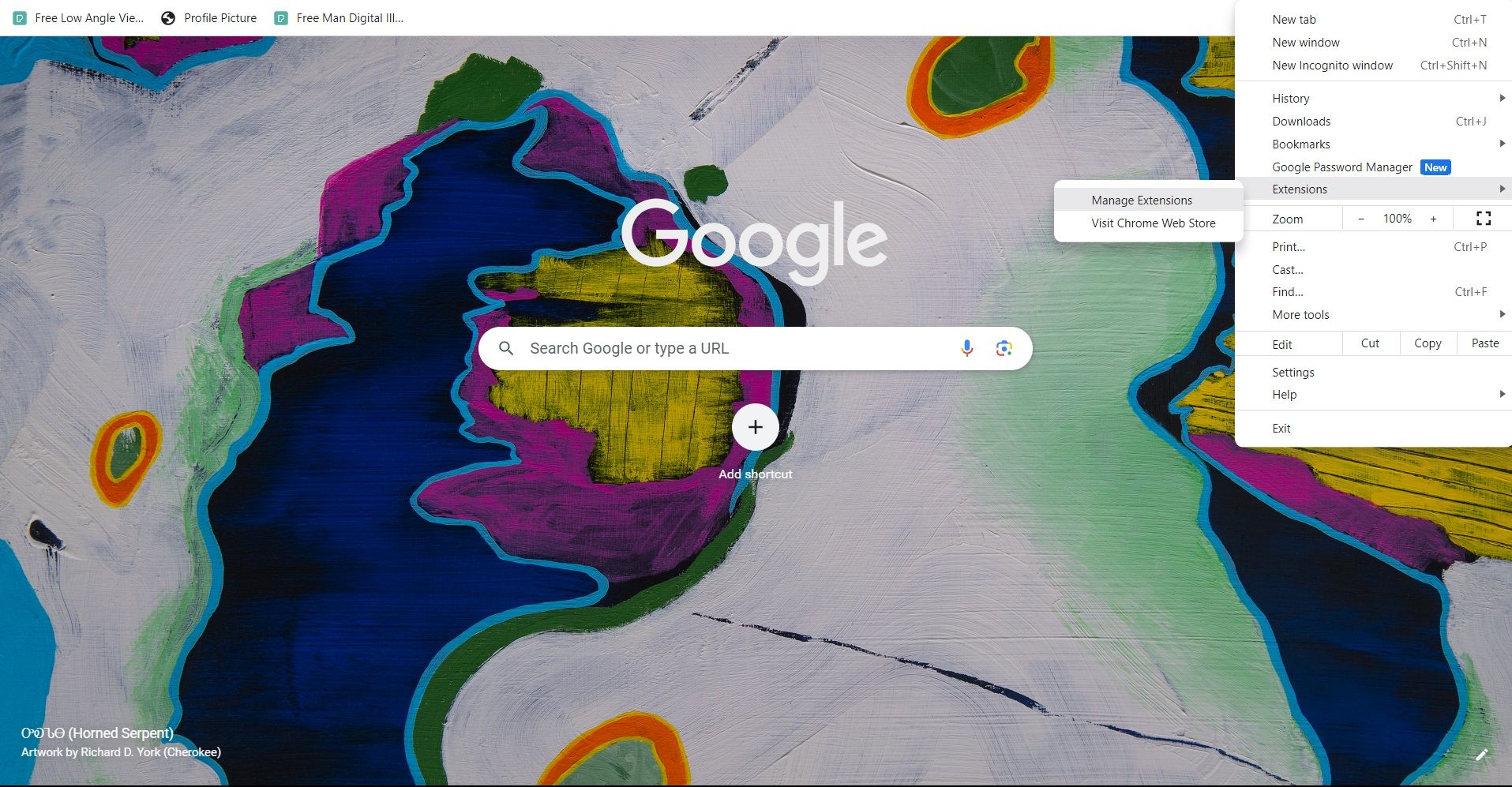 Google Chrome home page