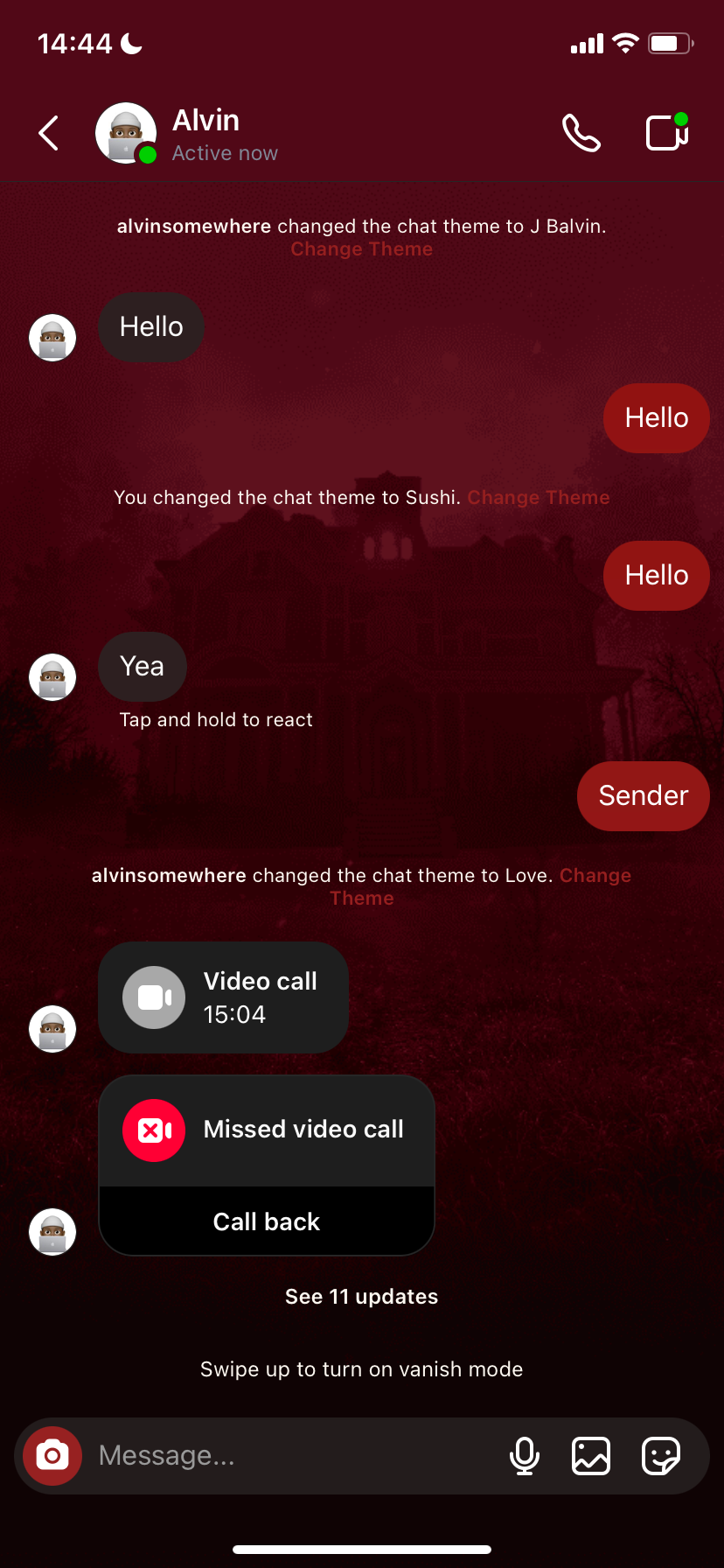 A custom Instagram chat theme