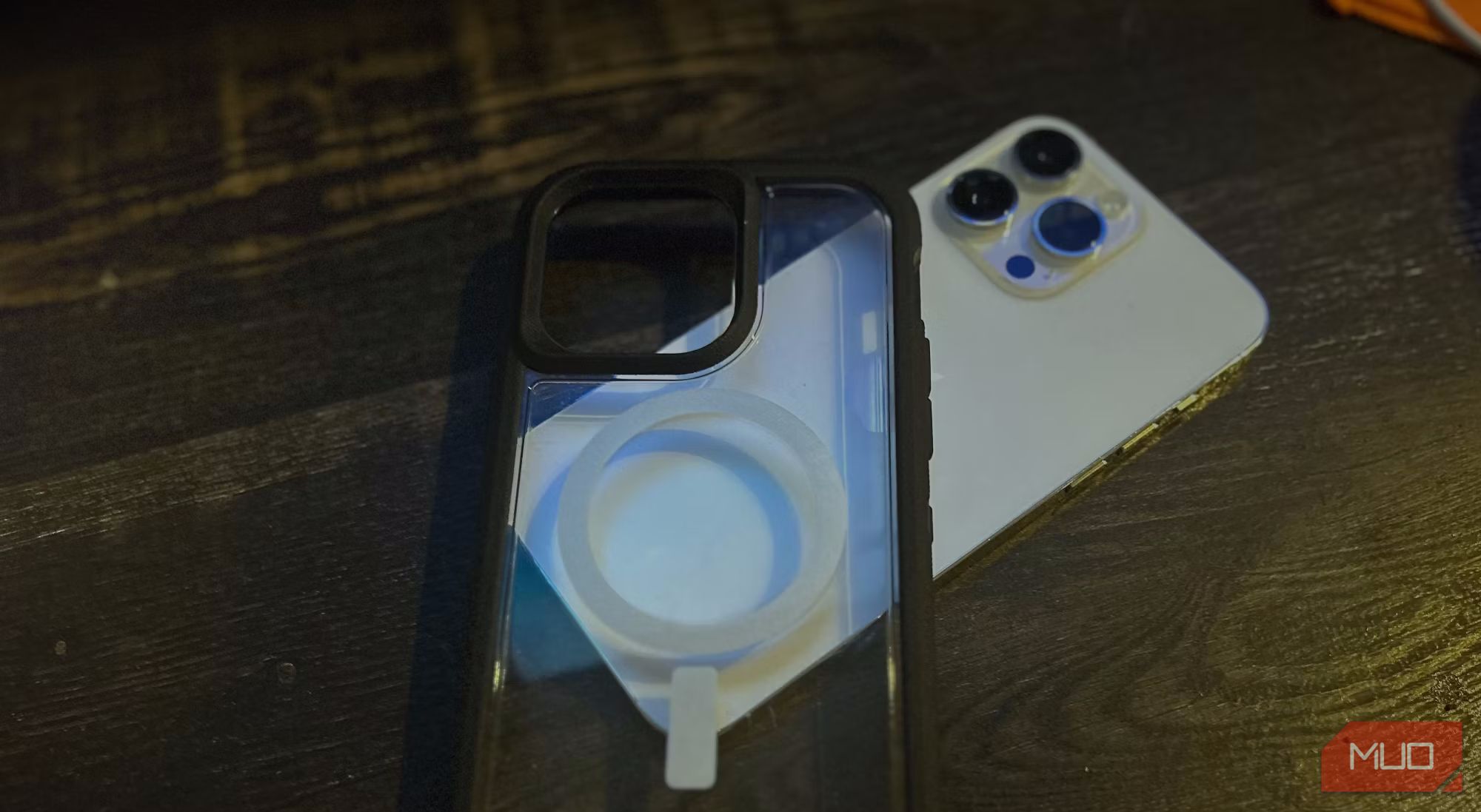 A transparent case on top of an iPhone