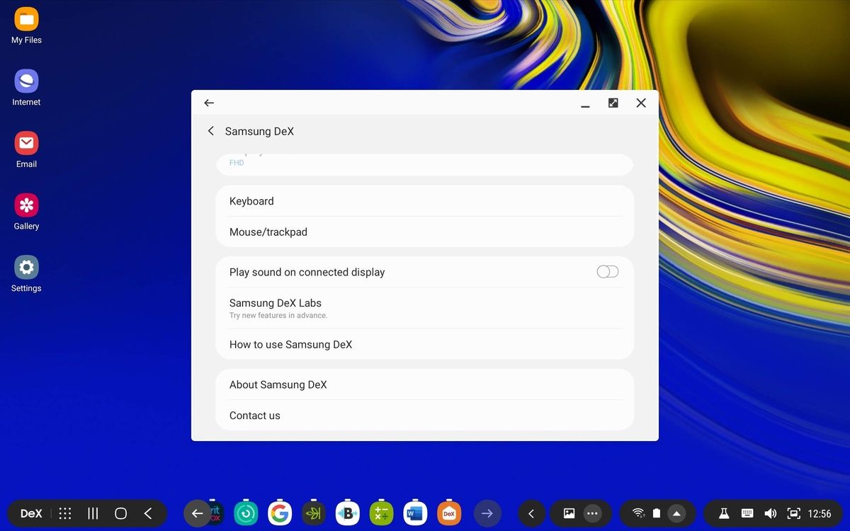 Samsung DeX advanced settings 