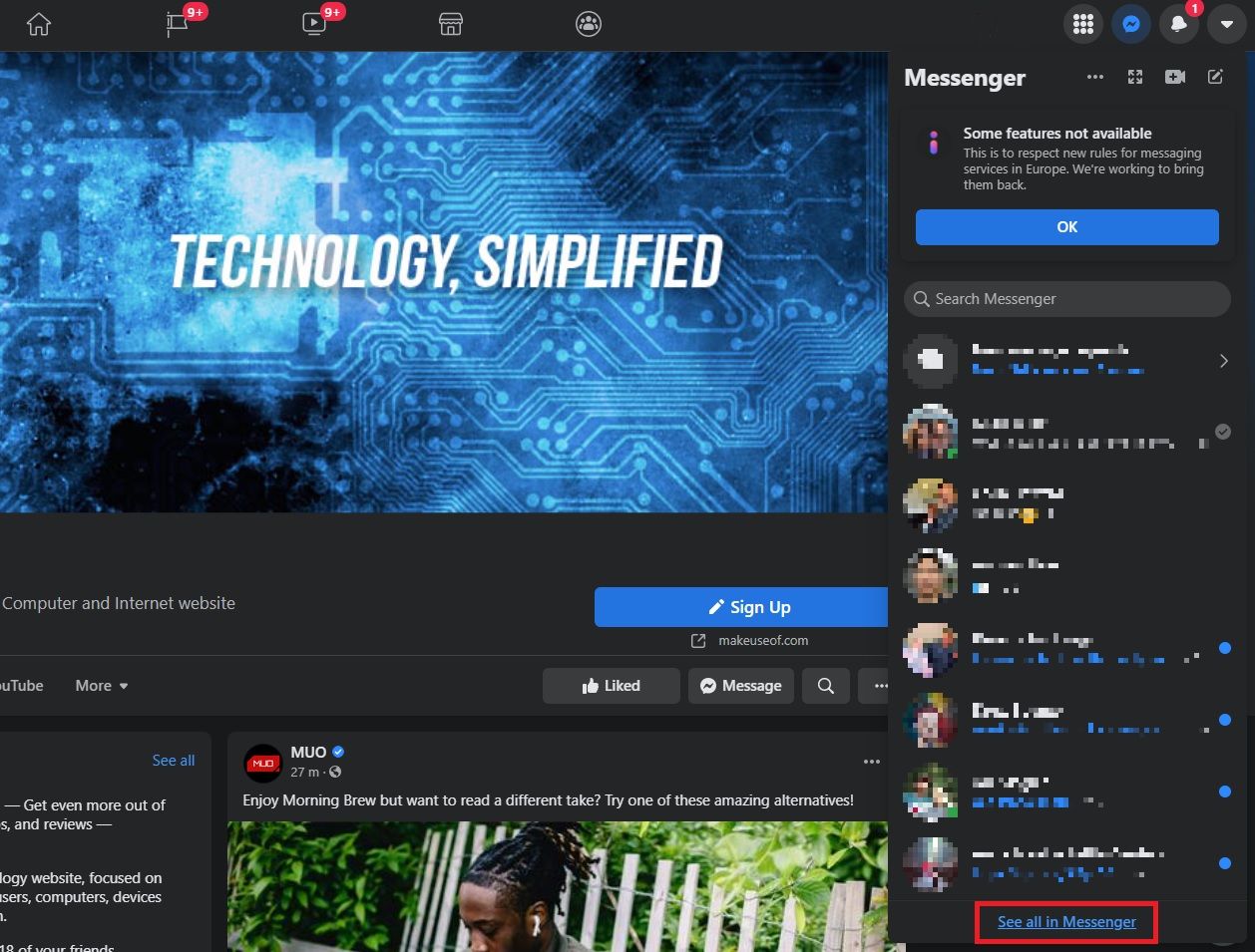 how to see all on messenger browser