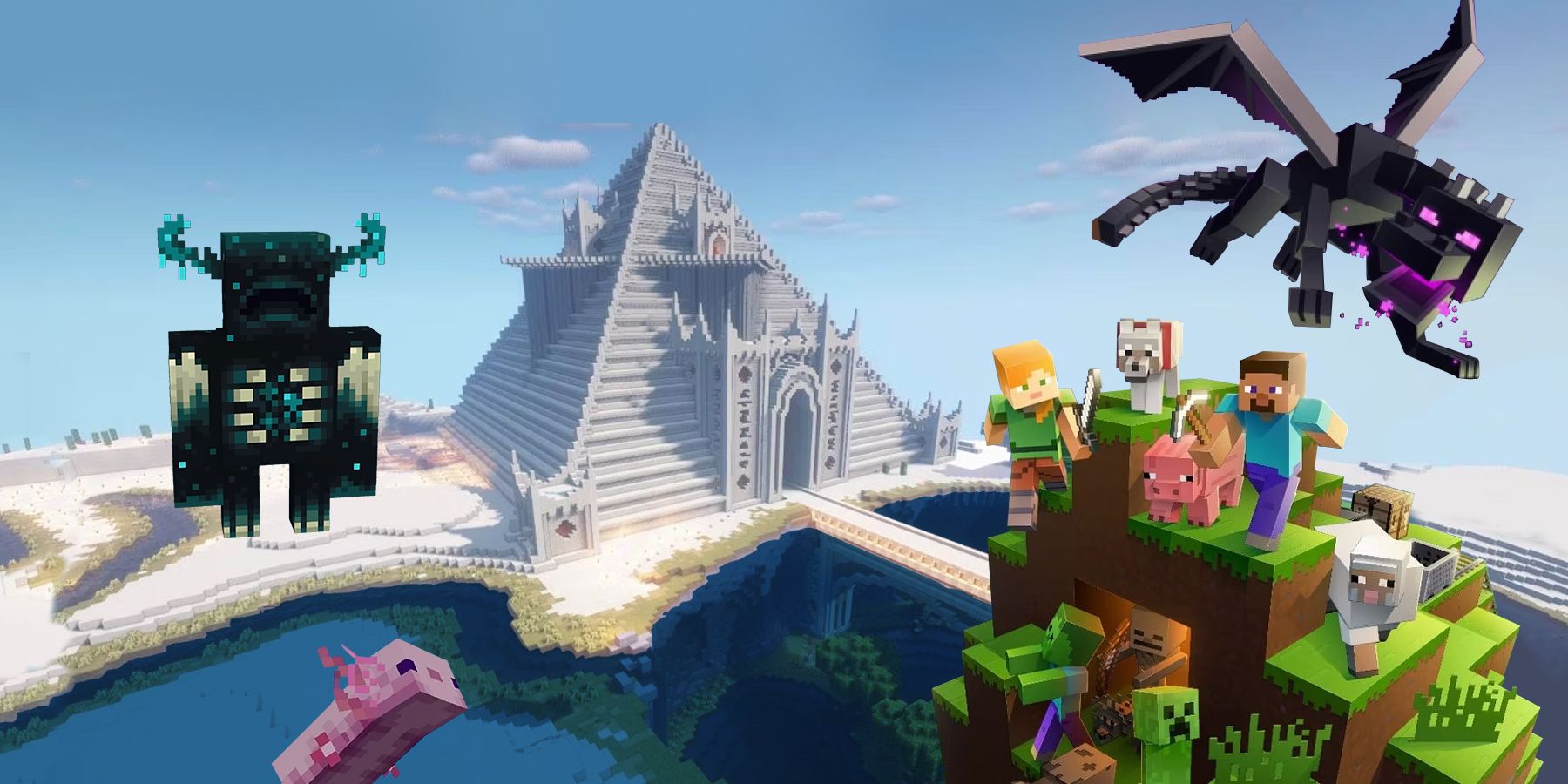 Build a massive Pyramid, Find an Axolotls, Slay an Ender Dragon, Harass the warden or just hang out with friends, here are 30 things to do if you’re bored in Minecraft