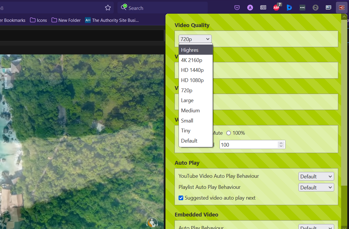 Selecting permanent video quality in Firefox using YouTube High Definition extension